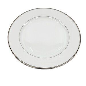 2 Mikasa Classic Platinum Rimmed Soup Pasta Bowls Wide Rim White Platinum L3202